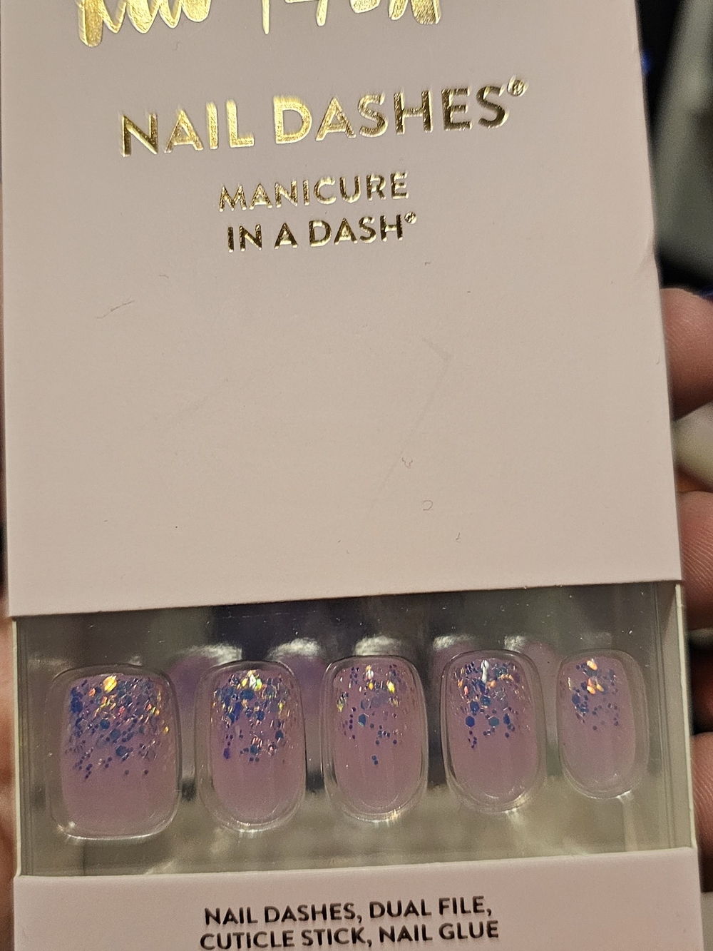 Nail Dashes Pink Glitter Press-On Nails — Sparkling Pink Set